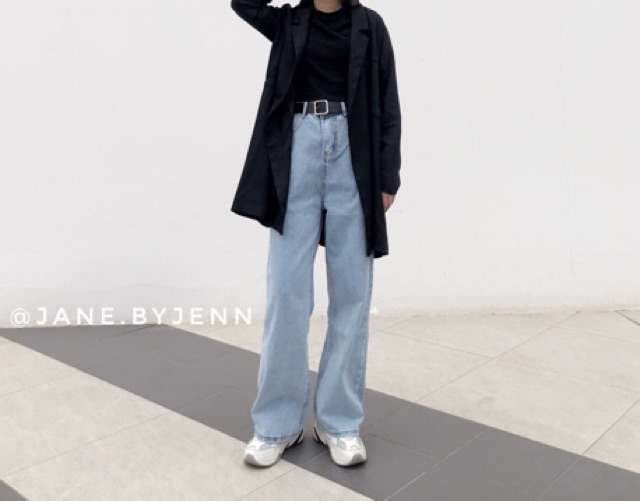 #Q153025 Quần jean ống dài rộng cạp cao retro ( ảnh thật ) | BigBuy360 - bigbuy360.vn