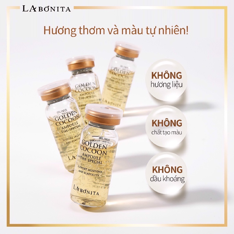 (Set 4 lọ) Tinh chất kén tằm vàng La Bonita Golden Cocoon Ampoule The-Special 10ml/lọ