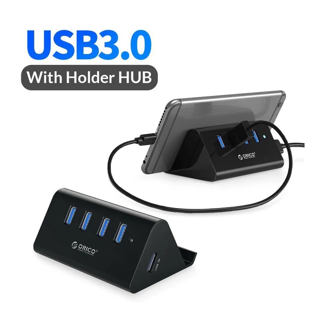 Bộ Chia Orico Shc-u3 (4 Cổng Usb 3.0) Kèm Giá Đỡ Điện Thoại Và Máy Tính Bảng