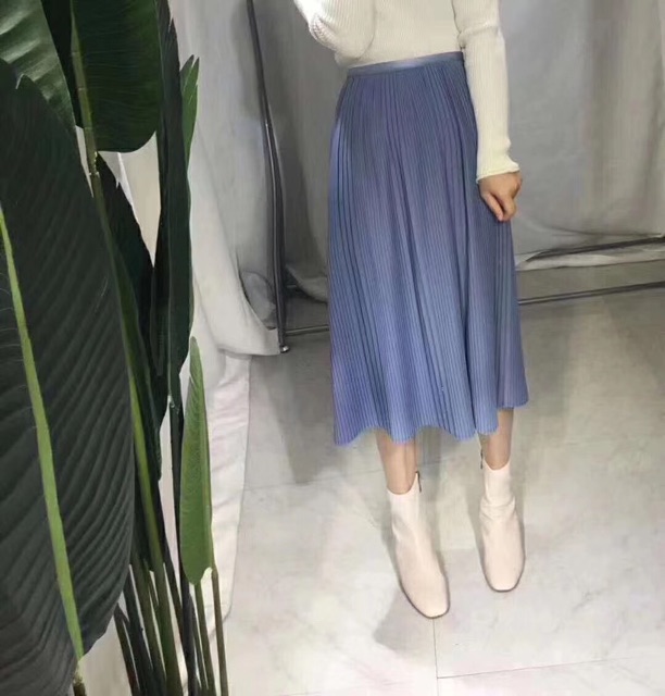 Chân váy maxi xếp ly lụa | BigBuy360 - bigbuy360.vn