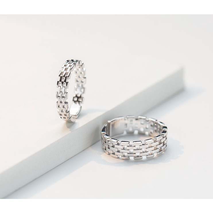 Nhẫn đôi nam nữ tròn Unisex màu bạc Thời trang SAZ chất liệu Titan đẹp đơn giản - Nhẫn đôi Las Ring