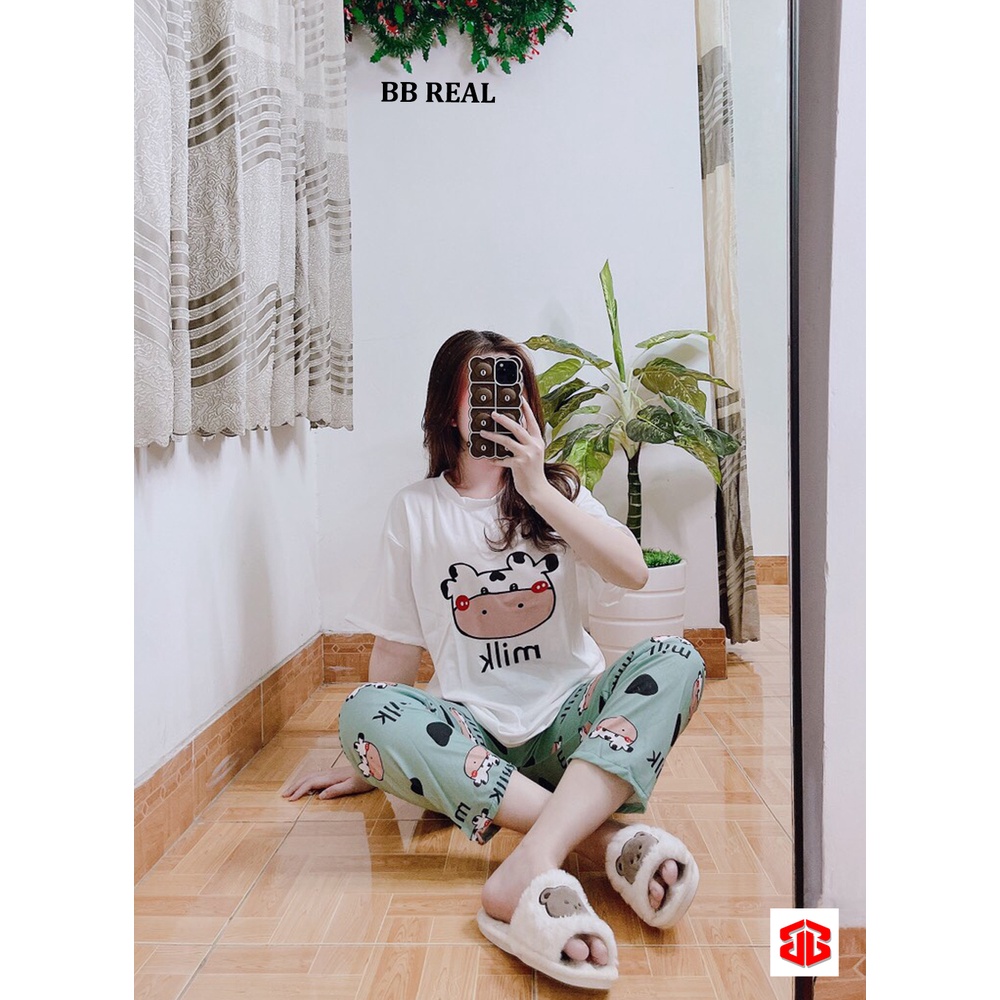 Đồ Bộ Mặc ở Nhà Bộ Đồ Ngủ Nữ Quần Dài Pijama Thun Lạnh Đẹp  Freesize Từ 45-55Kg - BB REAL
