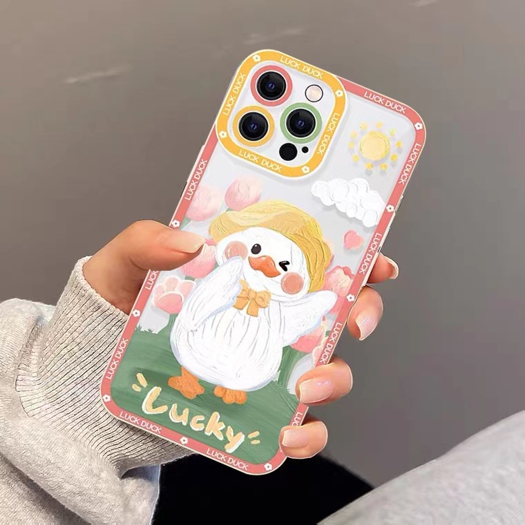 Ốp Điện Thoại Silicon Tpu Mềm Trong Suốt In Hình Vịt Cho iPhone 11 12 13 Pro Max XR X XS Max 6 7 6s 8 plus SE 2020
