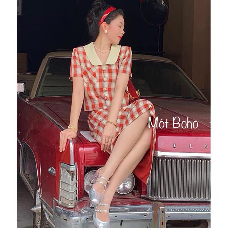 Sét vest caro đỏ phong cách tân cổ điển | BigBuy360 - bigbuy360.vn