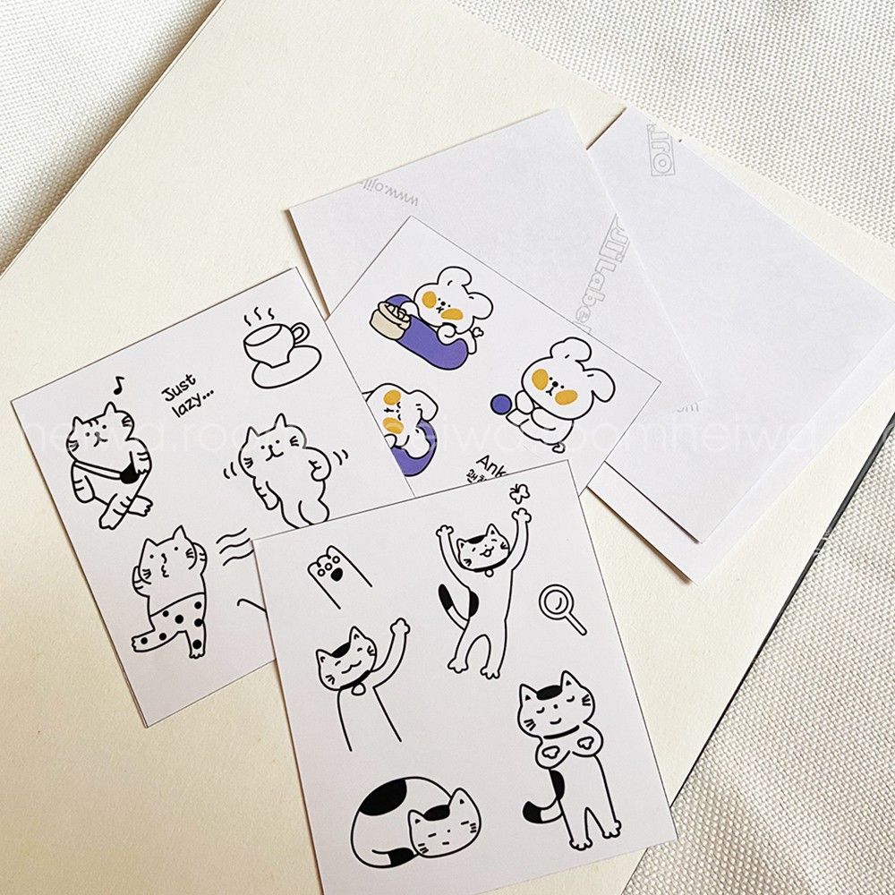 Sticker  dán hình mèo con dễ thương cùng người bạn Anko ham ngủ, ham ăn trang trí sổ tay theo phong cách Hàn Quốc