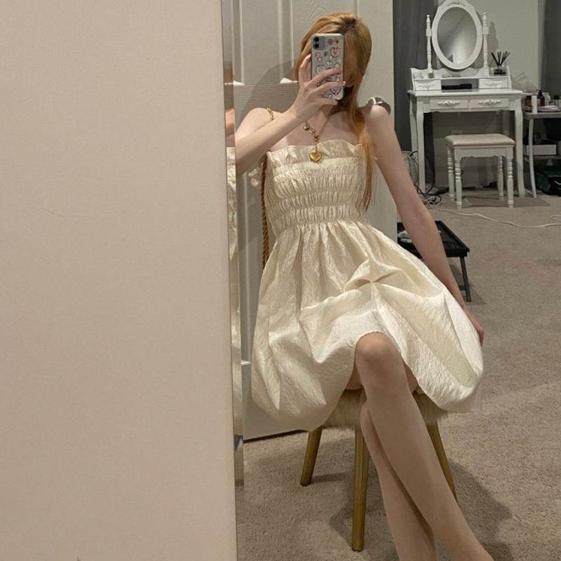 Đầm trễ vai nữ bồng bềnh duyên dáng thời trang 2021