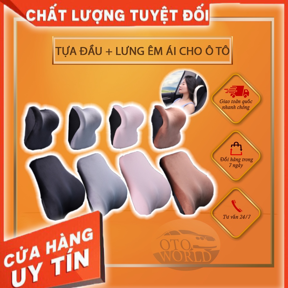 TỰA ĐẦU + LƯNG CHO Ô TÔ THIẾT KẾ CAO CẤP, ÊM ÁI, SANG TRỌNG - CHỐNG ĐAU MỎI XƯƠNG KHỚP, GIÚP THƯ GIÃN KHI ĐI ĐƯỜNG DÀI