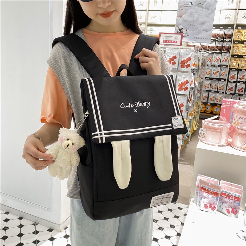 Ba Lô Nắp Gập Hình Thỏ Dễ Thương Phong Cách Trung Học Cho Học Sinh Trung Học