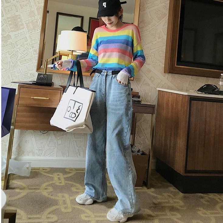 Quần jeans nữ ống rộng phong cách Hàn Quốc | BigBuy360 - bigbuy360.vn