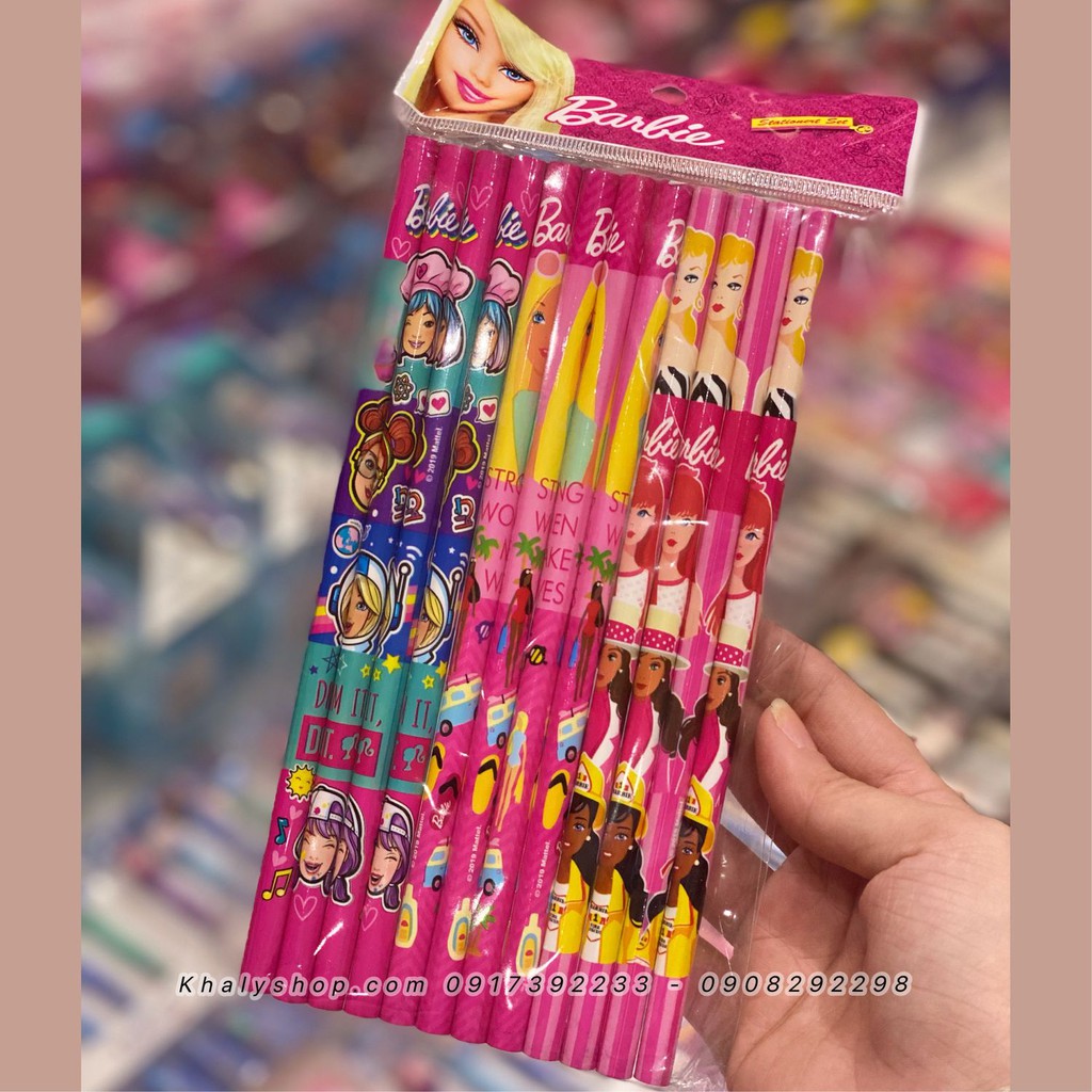 Set 12 cây bút chì hình búp bê Barbie, Ngựa Pony siêu hot cho học sinh, bé gái (Thái Lan)