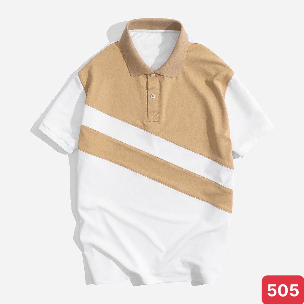 Áo thun nam polo cổ trụ màu trắng chất vải cotton dày dặn co giãn tay ngắn, phông nam đẹp ADO28 nhiều mẫu