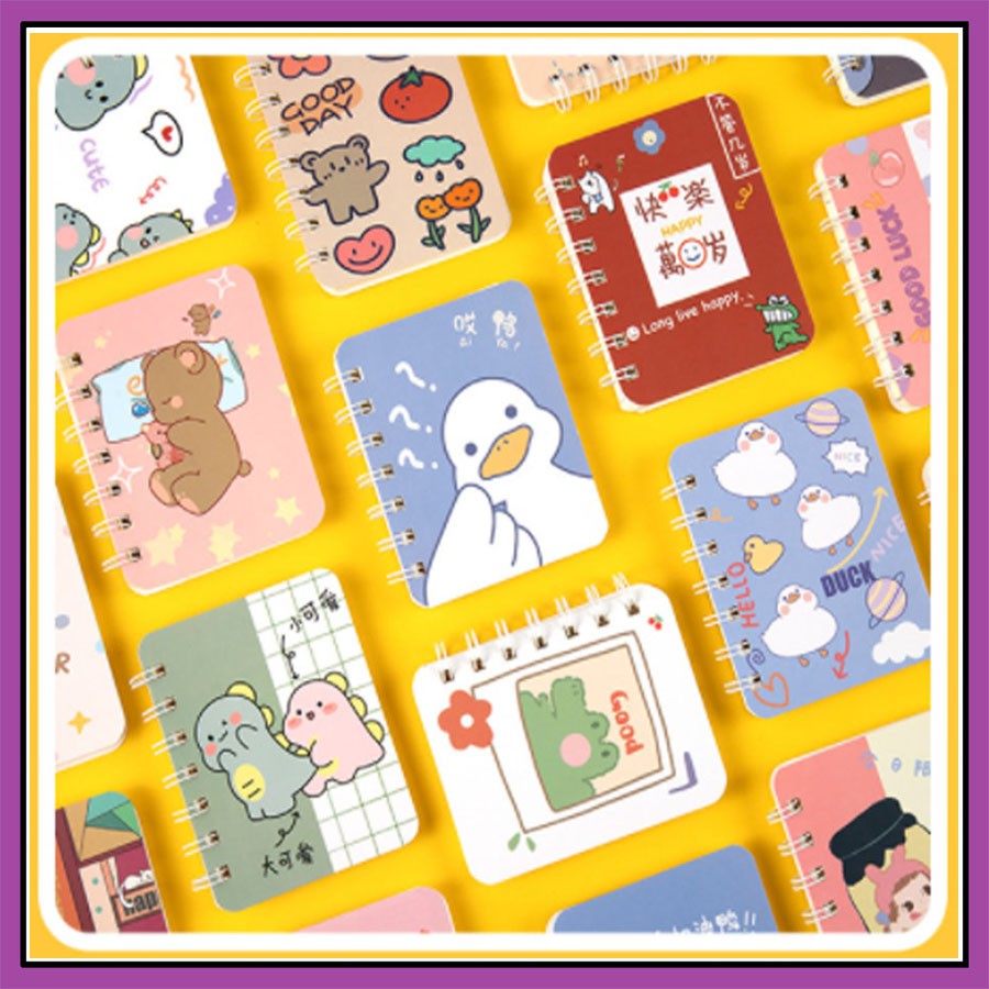 Sổ ghi chép cầm tay mini gáy lò xo, nhiều mẫu dễ thương