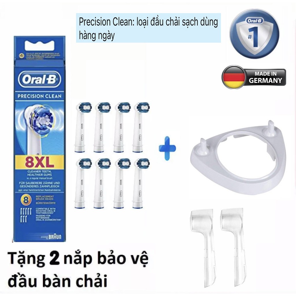 Vỉ 8 đầu bàn chải Oralb precision clean (Made In Germany) + 1 nắp bảo vệ đầu