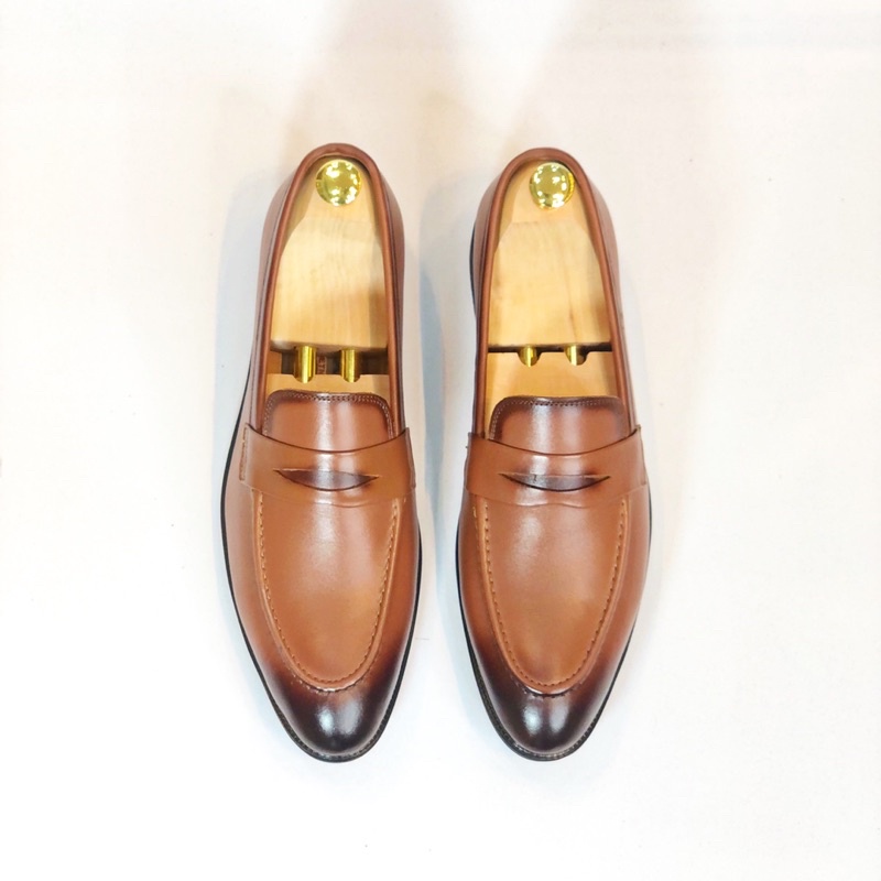 Giày Loafer OneMan da bò thật đế cao su - Da nhập khẩu nguyên tấm loại 1, tl033 tl033n bảo hành 12 tháng