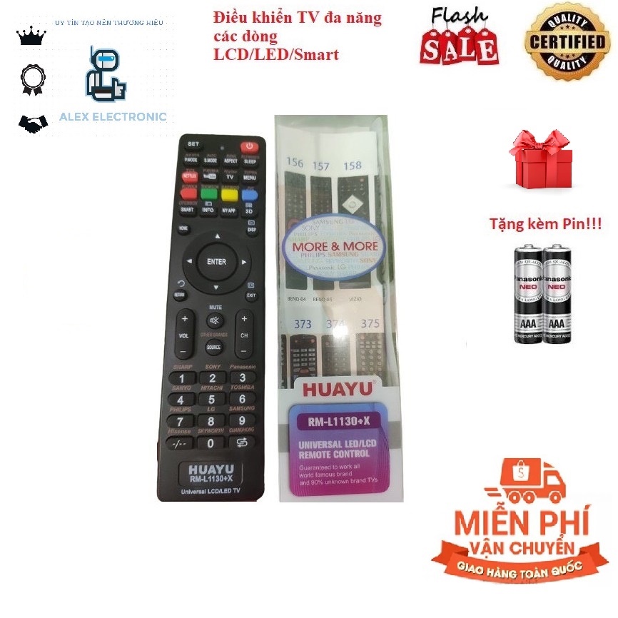Remote Điều khiển TV đa năng tất cả các dòng tivi LCD/LED Smart hàng tốt Tặng kèm Pin-Điện tử Alex