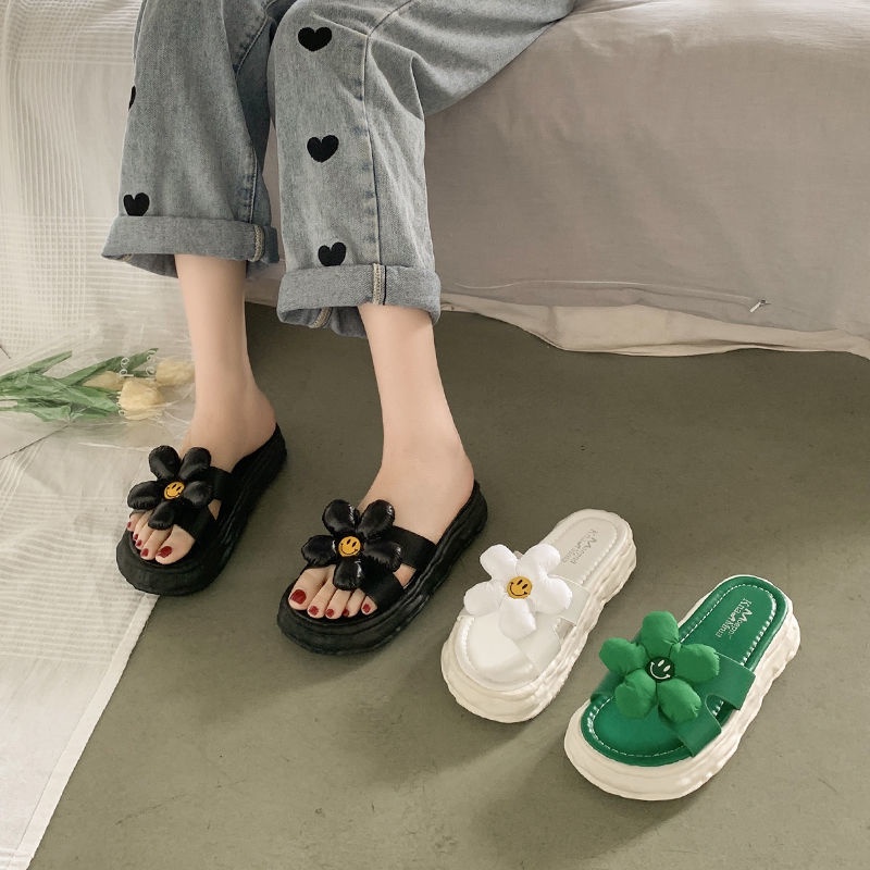 Dép Sandal Đế Dày Đính Hoa Thời Trang Mùa Hè Dễ Phối Đồ