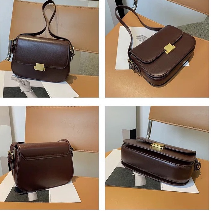 Túi kẹp nách, đeo chéo da trơn nữ khóa vuông lạ mắt 2022 AL29