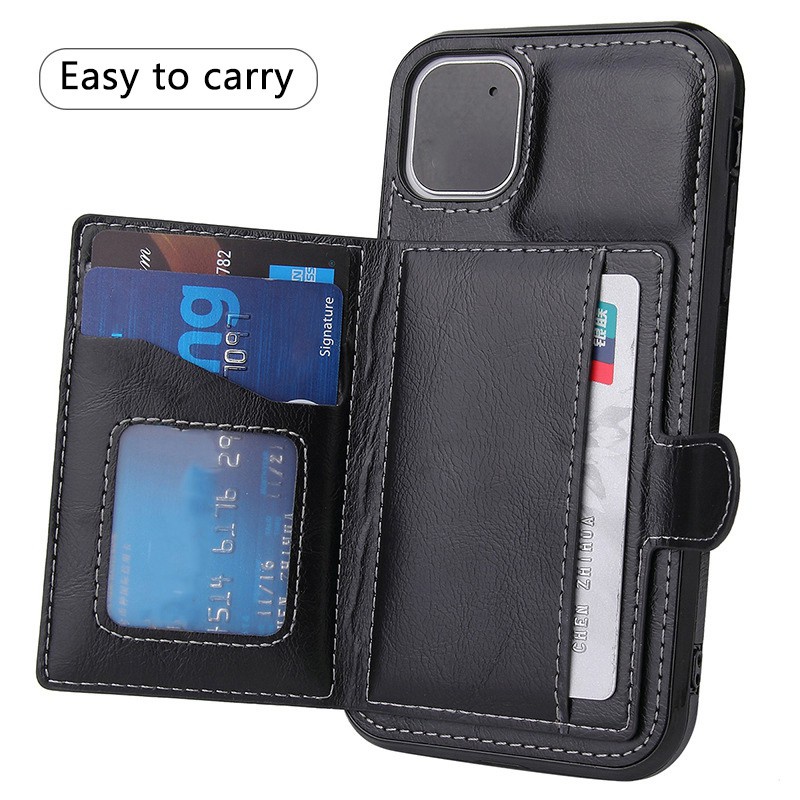 Fashion Luxury Flip PU Leather Card Wallet for iPhone12 Pro Max Black