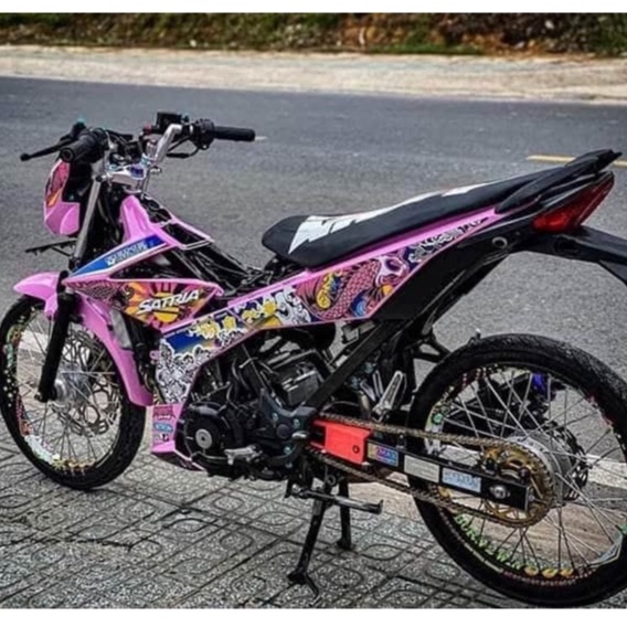 Tem rời satria,raider cá chép hóa rồng chất liệu keo in mccal màng bóng