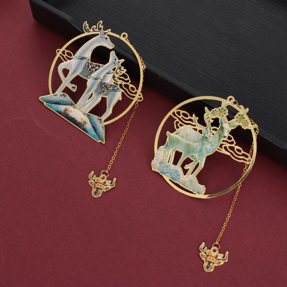 Thẻ Đánh Dấu Sách Bằng Đồng Thau Màu Cầu Vồng Phối Tua Rua Phong Cách Trung Hoa