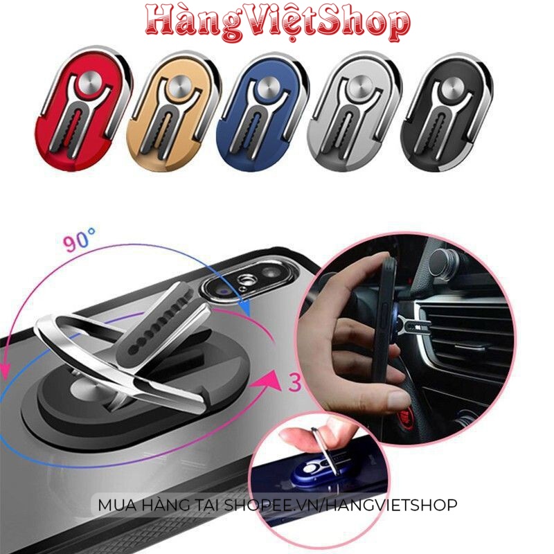 Nhẫn iRing kiêm giá đỡ điện thoại ô tô, kẹp điện thoại gắn cửa gió điều hòa trên xe hơi ô tô dán lưng