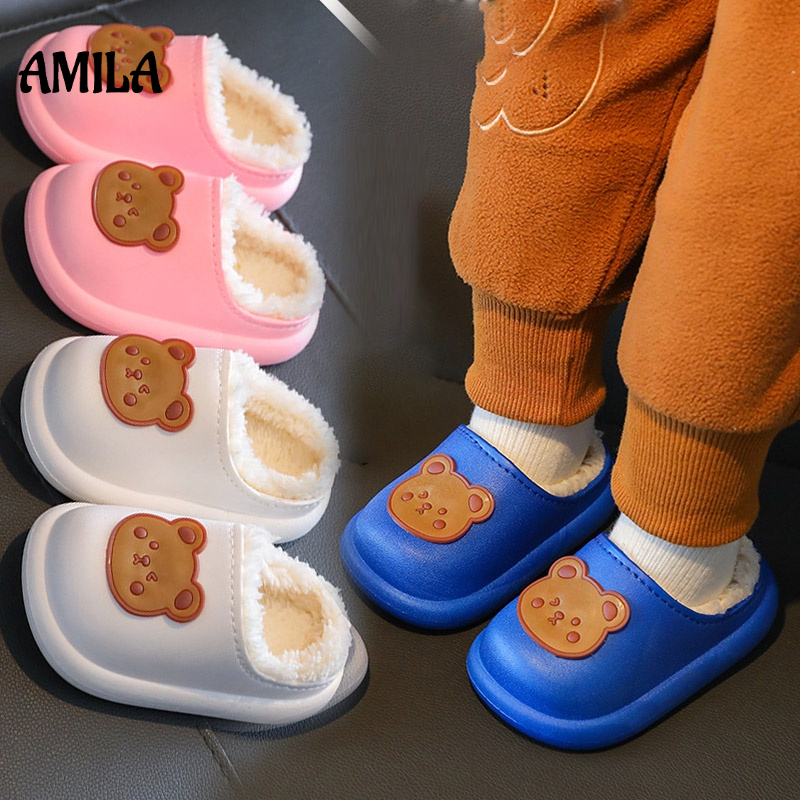 AMILA Dép Cotton Đế Vừa Họa Tiết Hoạt Hình Xinh Xắn Dành Cho Bé