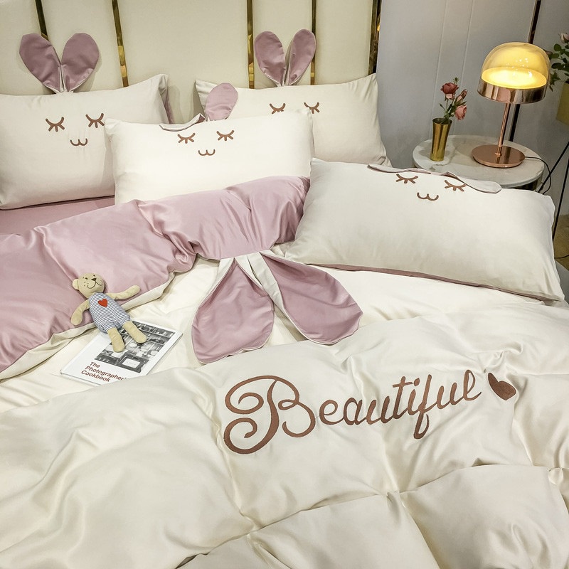 New summer ice silk sheet quilt cover cartoon washed silk four piece set lovely children's three piece set bedding | BigBuy360 - bigbuy360.vn