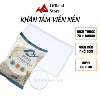 Khăn tắm viên nén dùng 1 lần nhỏ gọn, tiện lợi, đảm bảo vệ sinh, an toàn, kích thước 70 x 140cm - HAHA Store