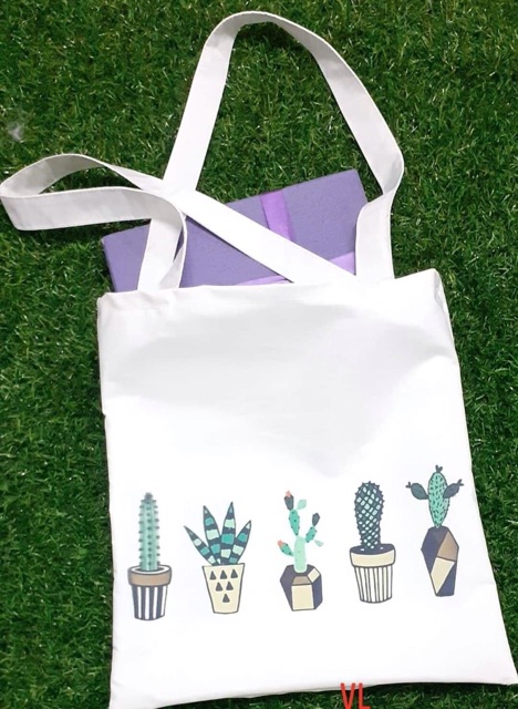 [Túi tote] Túi vải bốn chậu xương rồng BLA0819