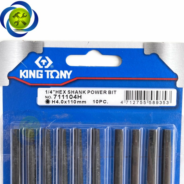 Mũi lục giác 4mm dài 110mm Kingtony 711104H (10 cây/vỉ)