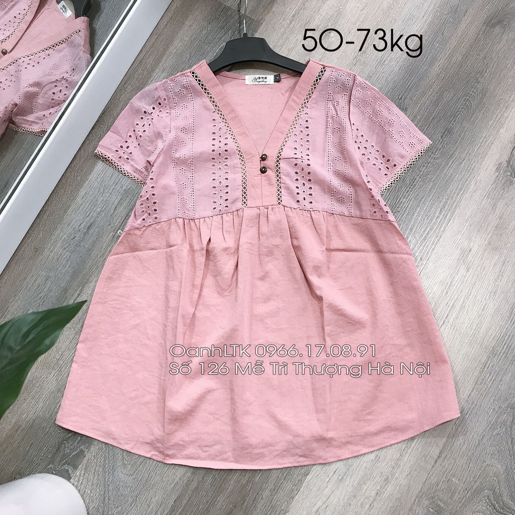 Áo Bầu Thêu Hoa Mái Tới Sinh [55-75kg] - Ảnh thật