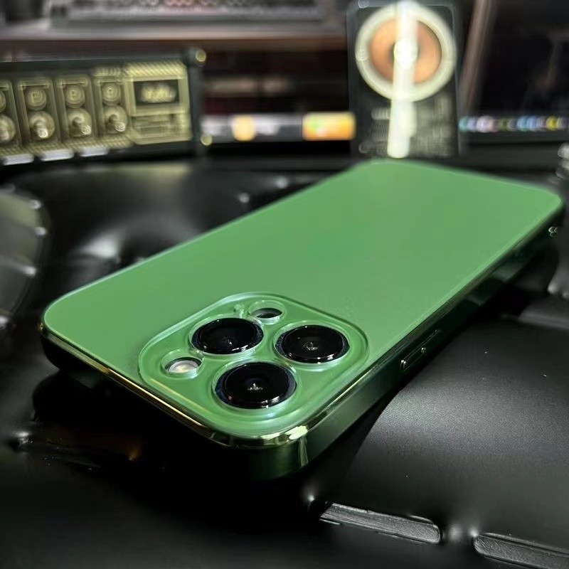 Ốp Điện Thoại Kính Cường Lực Cứng Nhám Viền Mạ Màu 14 AG Cho iPhone 14 13 Pro MAX 12 11 Pro MAX 14 Plus