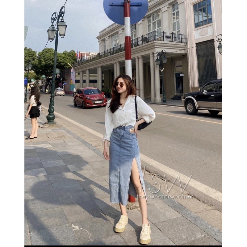 Chân váy bò xẻ 2 màu siêu hot | BigBuy360 - bigbuy360.vn