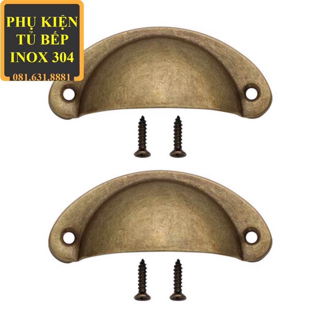 Tay nắm cửa tủ hình vỏ sò phong cách cổ điển kèm vít, tay nắm tủ bếp móc phong cách Âu Mỹ