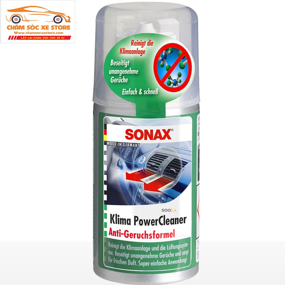 Khử mùi, diệt nấm mốc dàn lạnh ô tô thế hệ mới Sonax a/c cleaner Air Aid 100ml Sonax323100 chamsocxe