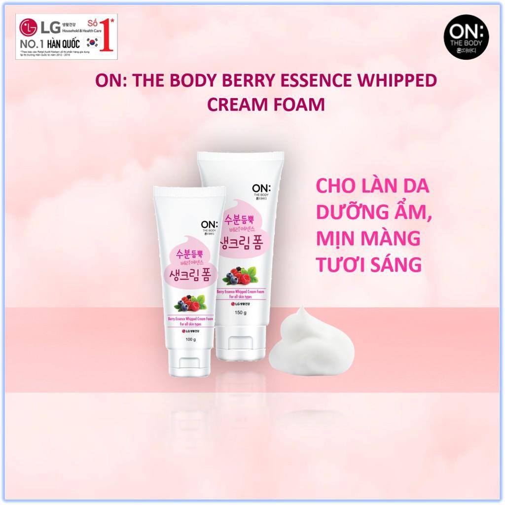Sữa rửa mặt dưỡng ẩm sáng da On The Body Berry Essence Whipped Cream Foam 100G