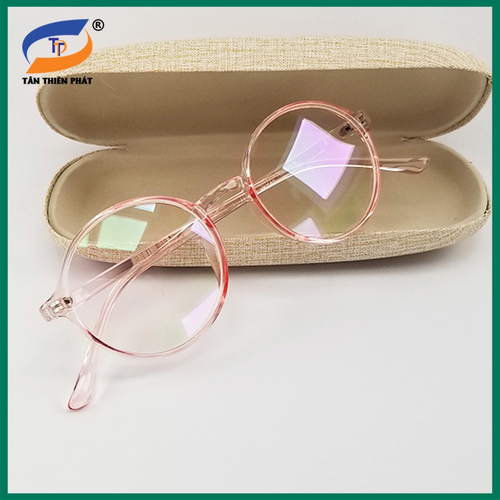 Gọng kính mắt cận tròn nhựa dẻo 2417 màu đen, nâu, hồng. Tròng kính giả cận 0 độ, chống tia UV, ánh sáng xanh
