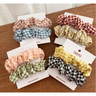 Dây cột tóc vải scrunchies caro siêu xinh phong cách hàn quốc hot trend