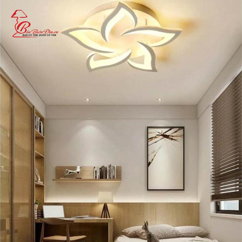 Đèn Ốp Trần Phòng Khách Hoa Sứ ĐÈN TRANG TRÍ GIÁ BUÔN 3 Chế Độ Ánh Sáng Thiết Kế 5 Cánh Hoa Xếp Tầng Tinh Tế 2038/5