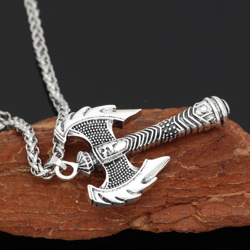 Vòng cổ Mặt Hình Rune Axe Phong Cách Retro Thời Trang Cho Nam