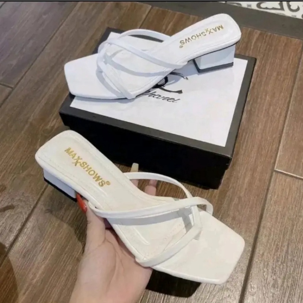 Dép Guốc Cao Gót Nữ 3 Phân Kẹp Ngón Quai Da Gót Vuôn MS 046