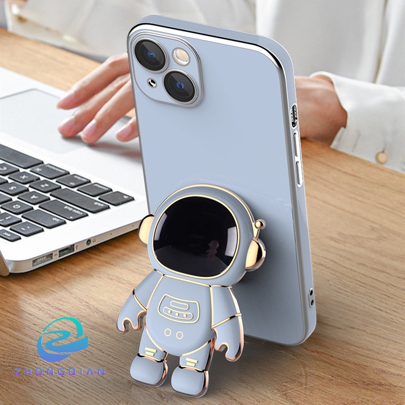 Ốp Điện Thoại Dẻo Mạ Viền Sang Trọng Kèm Giá Đỡ Hình Vuông Cho iPhone 13 12 Mini 11 Pro XS Max X XR 7 8 plus SE 2020