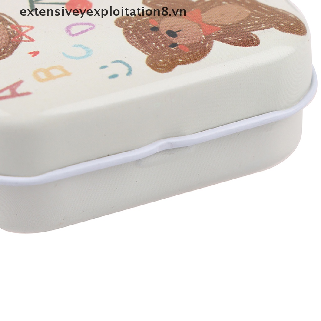 Hộp thiếc mini đựng trang sức/ tiền xu in hình gấu dễ thương