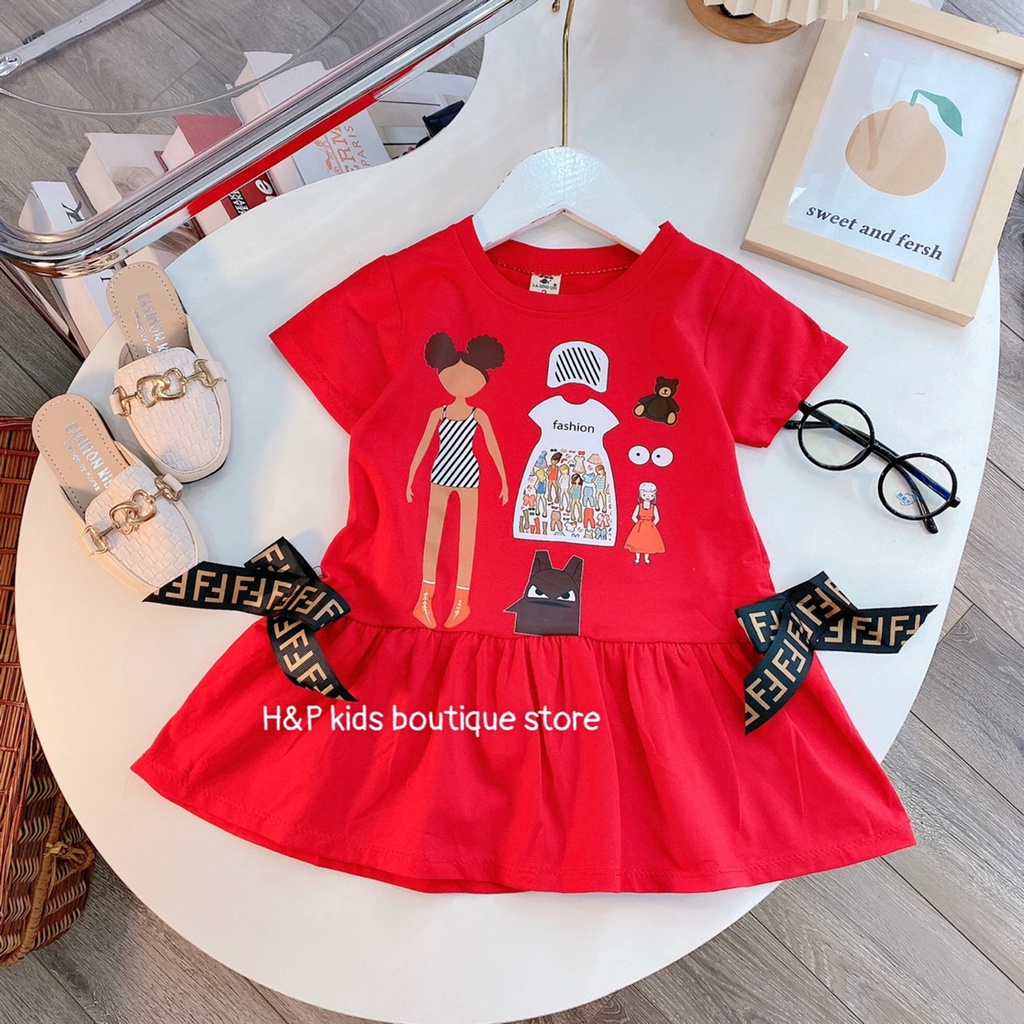 Váy cotton cộc tay đuôi cá bé gái