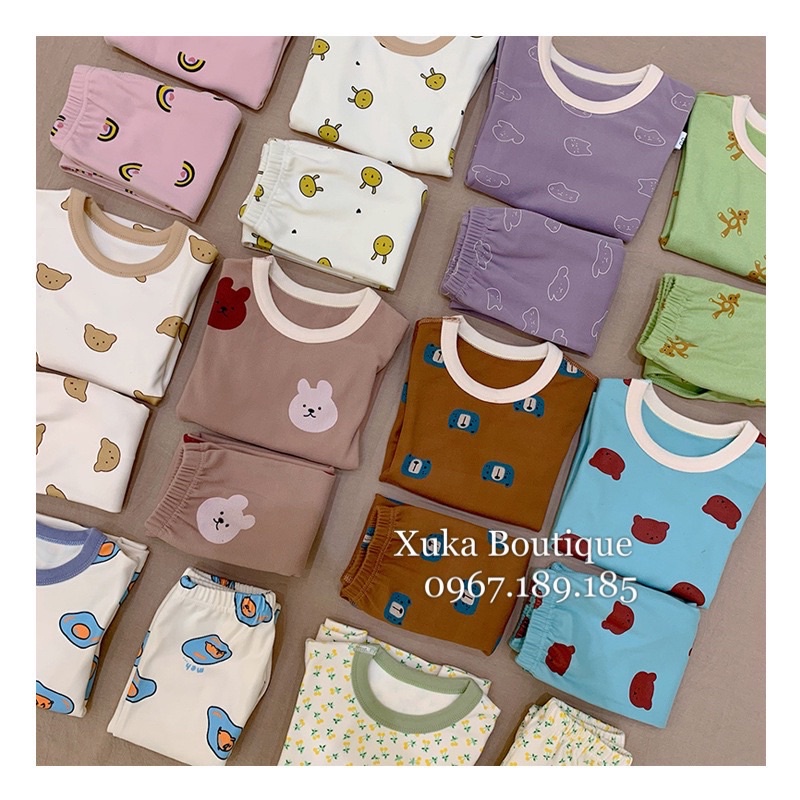 Bộ Đồ Ngủ Giữ Nhiệt Thu Đông Mặc Nhà Cho Bé Trai Bé Gái từ 8kg Chất Nỉ Nhung Chính Hãng YLH-Kids,Hàng Quảng Châu Cao Cấp