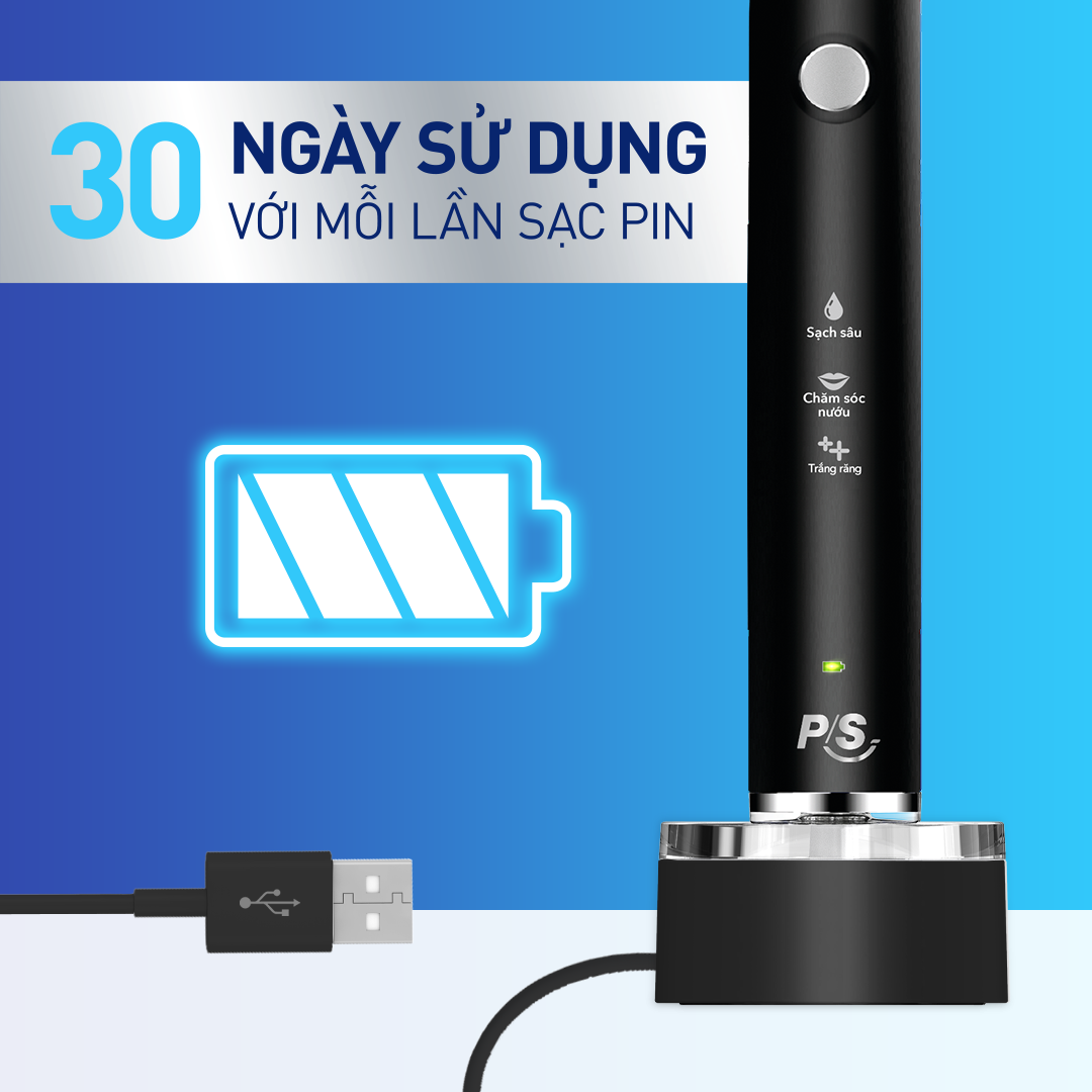 Bàn chải điện p s s100 pro - công nghệ sóng âm, chải sạch mảng bám tới 10x - ảnh sản phẩm 6