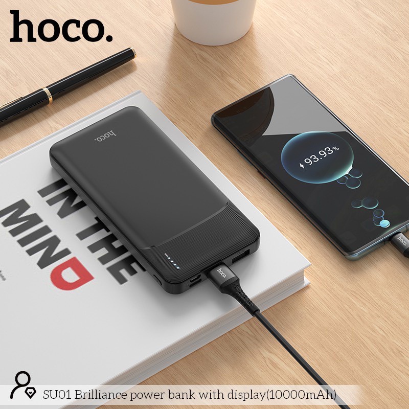 Pin sạc dự phòng SU01 đèn báo pin, 2 cổng ra, tích điện dung lượng 10000mAh - Chính hãng