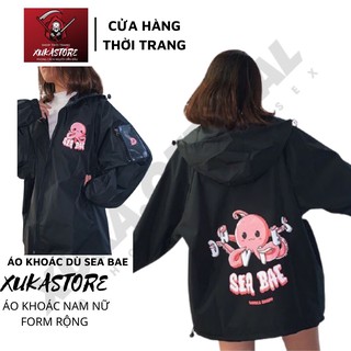 Áo khoác dù in hình SEA BAE dành cho nam nữ cho cặp đôi có 2 màu, jacket form rộng phông cách unisex XUKA SHOP