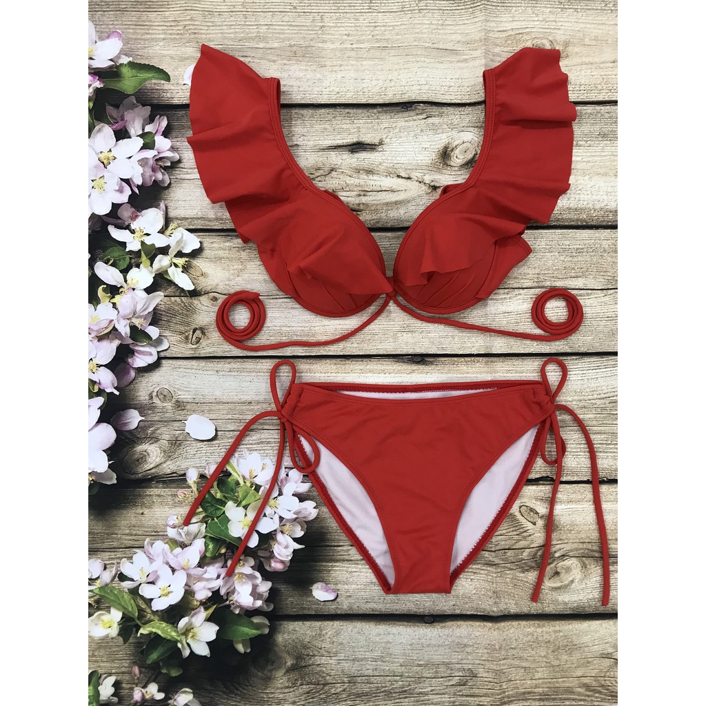 Bikini đồ bơi bộ bơi đi biển 2 mảnh gọng cánh tiên, quần tam giác dây rút EVA GCTQTG | BigBuy360 - bigbuy360.vn