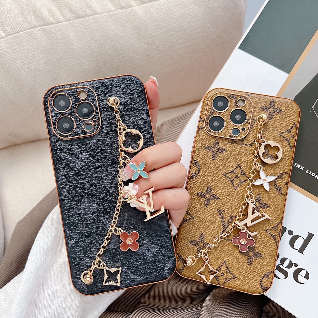 Bao Da Điện Thoại Họa Tiết lv Có Vòng Tay Cho iphone 15 14 13 12 11 pro max i11 i15 Ốp